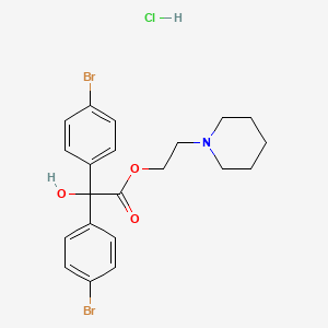 molecular formula C21H24Br2ClNO3 B12762346 Benzeneacetic acid, 4-bromo-alpha-(4-bromophenyl)-alpha-hydroxy-, 2-(1-piperidinyl)ethyl ester, hydrochloride CAS No. 134871-13-9