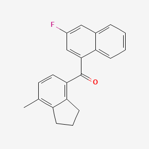 molecular formula C21H17FO B12762352 Methanone, (2,3-dihydro-7-methyl-1H-inden-4-yl)(3-fluoro-1-naphthalenyl)- CAS No. 668-84-8
