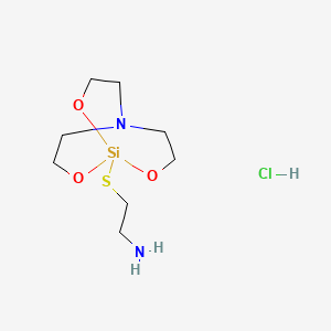 molecular formula C8H19ClN2O3SSi B12762353 2,8,9-Trioxa-5-aza-1-silabicyclo(3.3.3)undecane, 1-((2-aminoethyl)thio)-, monohydrochloride CAS No. 124186-99-8