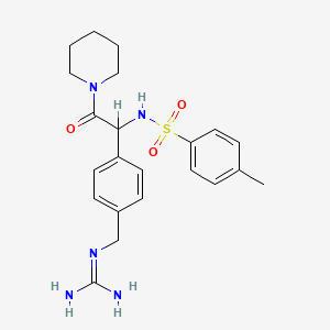 molecular formula C22H29N5O3S B12762368 p-Toluenesulfonamide, N-(p-amidinomethyl-alpha-(piperidinocarbonyl)benzyl)- CAS No. 109006-06-6