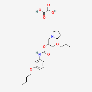 molecular formula C23H36N2O8 B12762376 oxalic acid;(1-propoxy-3-pyrrolidin-1-ylpropan-2-yl) N-(3-butoxyphenyl)carbamate CAS No. 143503-31-5