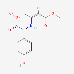 molecular formula C13H14KNO5 B12762485 Potassium D-(1-ethoxycarbonylpropen-2-yl)-alpha-amino-p-hydroxyphenylacetate CAS No. 68779-00-0
