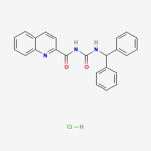 molecular formula C24H20ClN3O2 B12762508 2-Quinolinecarboxamide, N-(((diphenylmethyl)amino)carbonyl)-, monohydrochloride CAS No. 171258-75-6