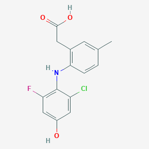 molecular formula C15H13ClFNO3 B12762513 Lumiracoxib metabolite M23 CAS No. 220991-37-7
