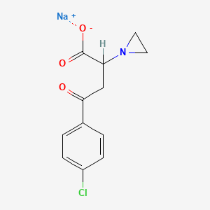 molecular formula C12H11ClNNaO3 B12762526 alpha-Aziridinyl-beta-(p-chlorobenzoyl)propionic acid sodium salt CAS No. 108260-22-6