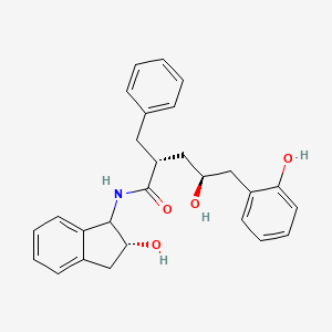 molecular formula C27H29NO4 B12762551 Benzenepentanamide, N-((1S,2R)-2,3-dihydro-2-hydroxy-1H-inden-1-yl)-g,2-dihydroxy-a-(phenylmethyl)-, (aR,gS)- CAS No. 181868-99-5