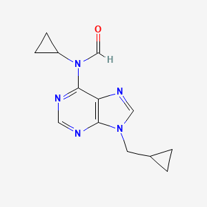 molecular formula C13H15N5O B12762568 Formamide, N-cyclopropyl-N-(9-(cyclopropylmethyl)-9H-purin-6-yl)- CAS No. 195252-40-5