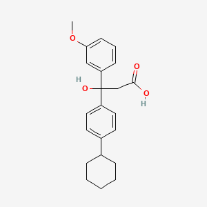 molecular formula C22H26O4 B12762572 (+-)-3-(p-Cyclohexylphenyl)-3-(m-methoxyphenyl)hydracrylic acid CAS No. 95711-62-9