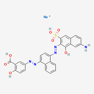 molecular formula C27H19N5NaO7S+ B12762679 5-((4-((7-Amino-1-hydroxy-3-sulpho-2-naphthyl)azo)-1-naphthyl)azo)salicylic acid, sodium salt CAS No. 83221-53-8