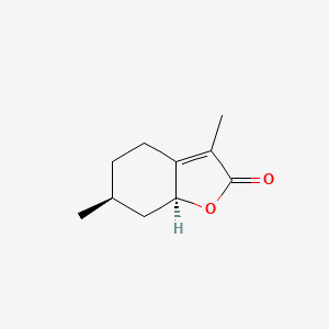 molecular formula C10H14O2 B12762689 Mintlactone, (+/-)- CAS No. 166584-27-6