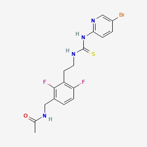 molecular formula C17H17BrF2N4OS B12762713 Acetamide, N-((3-(2-((((5-bromo-2-pyridinyl)amino)thioxomethyl)amino)ethyl)-2,4-difluorophenyl)methyl)- CAS No. 149488-24-4