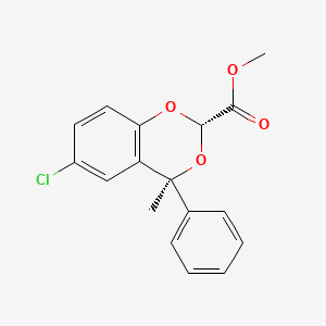 molecular formula C17H15ClO4 B12762726 trans-6-Chloro-2,4-dimethyl-4-phenyl-1,3-benzodioxan-2-carboxylic acid CAS No. 74271-52-6