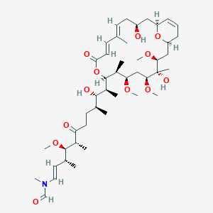 molecular formula C45H75NO12 B012763 N-[(E,3R,4R,5R,9S,10S,11S)-11-[(1S,3S,4S,5S,7R,8S,9R,12E,14E,17S,19S)-4,17-dihydroxy-3,5,7-trimethoxy-4,8,14-trimethyl-11-oxo-10,23-dioxabicyclo[17.3.1]tricosa-12,14,20-trien-9-yl]-10-hydroxy-4-methoxy-3,5,9-trimethyl-6-oxododec-1-enyl]-N-methylformamide CAS No. 105694-31-3