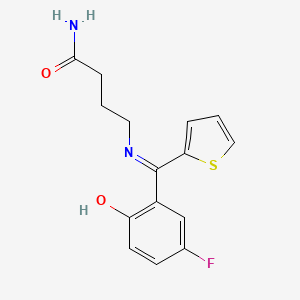 molecular formula C15H15FN2O2S B12763313 4-(((5-Fluoro-2-hydroxyphenyl)-2-thienylmethylene)amino)butanamide CAS No. 131842-86-9
