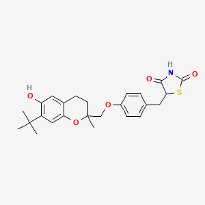 molecular formula C25H29NO5S B12763326 5-(4-(7-t-Butyl-6-hydroxy-2-methylchroman-2-ylmethoxy)benzyl)thiazolidine-2,4-dione CAS No. 97323-07-4