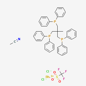 molecular formula C44H42Cl2F3NO3P3RhS B12763434 (RhCl2(MeCN)(PPP))(OTf) CAS No. 128137-77-9