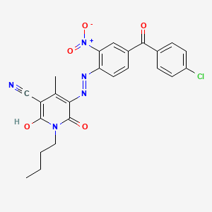 molecular formula C24H20ClN5O5 B12763486 1-Butyl-5-((4-(4-chlorobenzoyl)-2-nitrophenyl)azo)-1,2-dihydro-6-hydroxy-4-methyl-2-oxonicotinonitrile CAS No. 90729-40-1