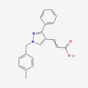 molecular formula C20H18N2O2 B1276359 3-[1-[(4-Methylphenyl)methyl]-3-phenylpyrazol-4-yl]prop-2-enoic acid 