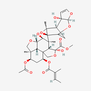molecular formula C34H44O14 B1276376 methyl (4S,5R,6S,7S,8S,11R,12R,14S,15S)-12-acetyloxy-4,7-dihydroxy-6-[(1R,2S,6S,9R,11S)-2-hydroxy-11-methyl-5,7,10-trioxatetracyclo[6.3.1.02,6.09,11]dodec-3-en-9-yl]-6,11-dimethyl-14-[(E)-2-methylbut-2-enoyl]oxy-3,9-dioxatetracyclo[6.6.1.01,5.011,15]pentadecane-4-carboxylate CAS No. 99399-65-2