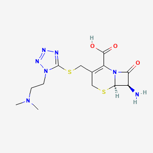 molecular formula C13H19N7O3S2 B1276387 (6R-trans)-7-Amino-3-(((1-(2-(dimethylamino)ethyl)-1H-tetrazol-5-yl)thio)methyl)-8-oxo-5-thia-1-azabicyclo(4.2.0)oct-2-ene-2-carboxylic acid CAS No. 61607-66-7