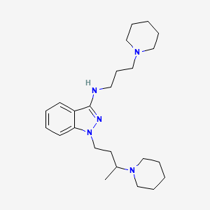molecular formula C24H39N5 B12763986 1-(3-Piperidinobutyl)-3-(3-piperidinopropylamino)indazole CAS No. 88837-04-1