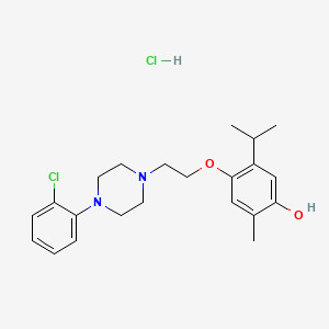 molecular formula C22H30Cl2N2O2 B12764134 Phenol, 4-(2-(4-(2-chlorophenyl)-1-piperazinyl)ethoxy)-2-methyl-5-(1-methylethyl)-, monohydrochloride CAS No. 103840-42-2