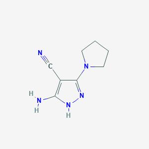molecular formula C8H11N5 B1276414 3-Amino-5-(Pyrrolidin-1-Yl)-1h-Pyrazole-4-Carbonitrile CAS No. 1119391-48-8