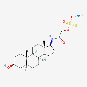 molecular formula C21H34NNaO5S2 B12764226 Sodium N-(3-beta-hydroxy-5-alpha-androstanyl)-17-beta-amino(alpha-oxoethyl)thiosulfate CAS No. 114967-83-8