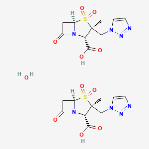 molecular formula C20H26N8O11S2 B12764246 Tazobactam hemihydrate CAS No. 428863-55-2