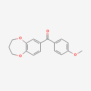 molecular formula C17H16O4 B12764313 Methanone, (3,4-dihydro-2H-1,5-benzodioxepin-7-yl)(4-methoxyphenyl)- CAS No. 123769-39-1