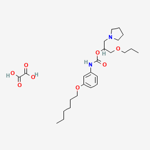 molecular formula C25H40N2O8 B12764327 oxalic acid;(1-propoxy-3-pyrrolidin-1-ylpropan-2-yl) N-(3-hexoxyphenyl)carbamate CAS No. 143503-33-7
