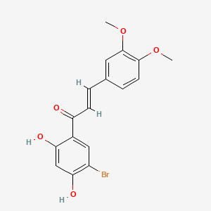 molecular formula C17H15BrO5 B12764367 Acrylophenone, 5'-bromo-2',4'-dihydroxy-3-(3,4-dimethoxyphenyl)- CAS No. 78050-53-0