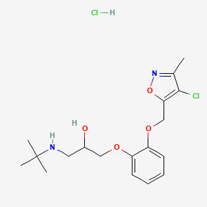 molecular formula C18H26Cl2N2O4 B12764390 2-Propanol, 3-(tert-butylamino)-1-(o-((4-chloro-3-methyl-5-isoxazolyl)methoxy)phenoxy)-, hydrochloride CAS No. 90288-71-4