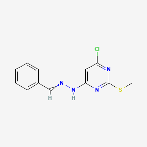 molecular formula C12H11ClN4S B1276442 benzenecarbaldehyde N-[6-chloro-2-(methylsulfanyl)-4-pyrimidinyl]hydrazone 