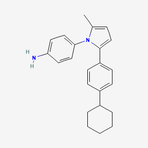 molecular formula C23H26N2 B12764486 Benzenamine, 4-(2-(4-cyclohexylphenyl)-5-methyl-1H-pyrrol-1-yl)- CAS No. 91307-12-9