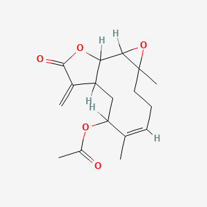 molecular formula C17H22O5 B12764549 Parthenolide, 9B-acetoxy- CAS No. 55249-44-0