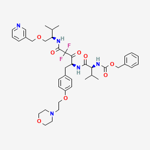 molecular formula C41H53F2N5O8 B12764603 benzyl N-[(2S)-1-[[(2S)-4,4-difluoro-5-[[(2R)-3-methyl-1-(pyridin-3-ylmethoxy)butan-2-yl]amino]-1-[4-(2-morpholin-4-ylethoxy)phenyl]-3,5-dioxopentan-2-yl]amino]-3-methyl-1-oxobutan-2-yl]carbamate CAS No. 167486-23-9