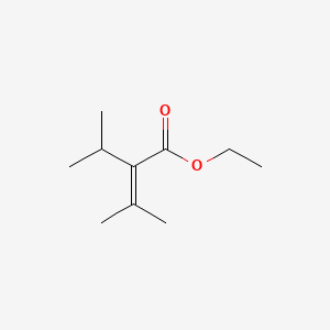 molecular formula C10H18O2 B12764642 Crotonic acid, 2-isopropyl-3-methyl-, ethyl ester CAS No. 13979-34-5