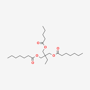 molecular formula C25H46O6 B12764722 Trimethylolpropane valerate diheptanoate CAS No. 71426-94-3