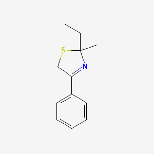 molecular formula C12H15NS B12764757 2-Ethyl-2-methyl-4-phenyl-3-thiazoline CAS No. 91642-80-7