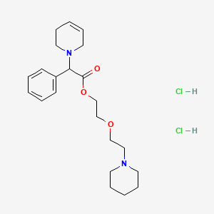 molecular formula C22H34Cl2N2O3 B12764765 1(2H)-Pyridineacetic acid, 3,6-dihydro-alpha-phenyl-, 2-(2-piperidinoethoxy)ethyl ester, dihydrochloride CAS No. 102207-54-5