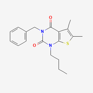 molecular formula C19H22N2O2S B12764830 Thieno(2,3-d)pyrimidine-2,4(1H,3H)-dione, 1-butyl-5,6-dimethyl-3-(phenylmethyl)- CAS No. 203808-40-6