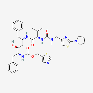 molecular formula C38H49N7O5S2 B12764891 2,4,7,12-Tetraazatridecan-13-oic acid, 10-hydroxy-2-methyl-5-(1-methylethyl)-3,6-dioxo-8,11-bis(phenylmethyl)-1-(2-(1-pyrrolidinyl)-4-thiazolyl)-, 5-thiazolylmethyl ester, (5S-(5R*,8R*,10R*,11R*))- CAS No. 165315-19-5