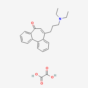molecular formula C24H27NO5 B12764896 10-[3-(diethylamino)propyl]tricyclo[9.4.0.02,7]pentadeca-1(15),2,4,6,9,11,13-heptaen-8-one;oxalic acid CAS No. 93696-96-9