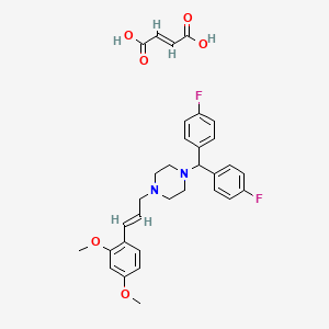 molecular formula C32H34F2N2O6 B12764906 1-(Bis(4-fluorophenyl)methyl)-4-(2,4-dimethoxycinnamyl)piperazine fumarate CAS No. 104690-91-7