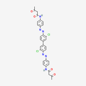 molecular formula C32H26Cl2N6O4 B12764938 Butanamide, N,N'-[(3,3'-dichloro[1,1'-biphenyl]-4,4'-diyl)bis(azo-4,1-phenylene)]bis[3-oxo- CAS No. 71130-18-2