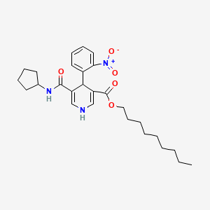 molecular formula C27H37N3O5 B12765005 3-Pyridinecarboxylic acid, 1,4-dihydro-5-((cyclopropylamino)carbonyl)-4-(2-nitrophenyl)-, nonyl ester CAS No. 110263-73-5