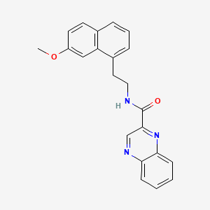 molecular formula C22H19N3O2 B12765042 2-Quinoxalinecarboxamide, N-(2-(7-methoxy-1-naphthalenyl)ethyl)- CAS No. 138112-94-4