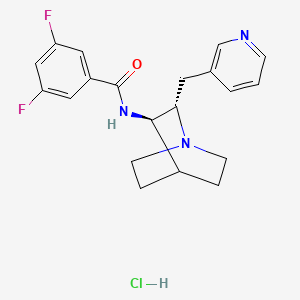 molecular formula C20H22ClF2N3O B12765064 3,5-difluoro-N-[(2S,3R)-2-(pyridin-3-ylmethyl)-1-azabicyclo[2.2.2]octan-3-yl]benzamide;hydrochloride CAS No. 1236278-32-2