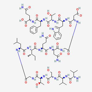 molecular formula C75H113N19O24 B12765165 L-Glutamine, L-valyl-L-valyl-L-seryl-L-threonylglycyl-L-leucyl-L-isoleucyl-L-glutaminyl-L-asparaginylglycyl-L-alpha-aspartyl-L-tryptophyl-L-threonyl-L-phenylalanyl- CAS No. 129437-47-4